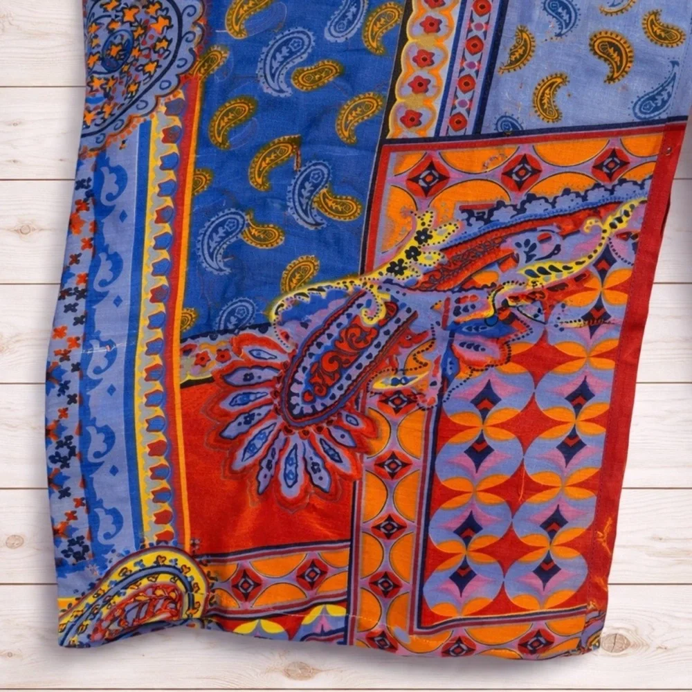 Raj Eva Paisley Mosaic Print Duster OS & Drawstring Pant Set; Size Large~NWT - Picture 11 of 16